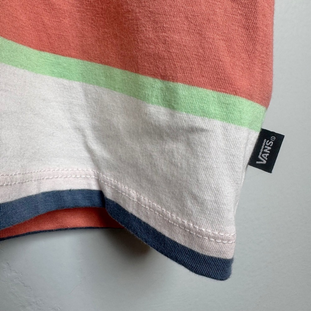 Vans Striped Polo‎ Shirt Crop Top Half Zip Casual Tee XS 100% Cotton - Picture 3 of 5